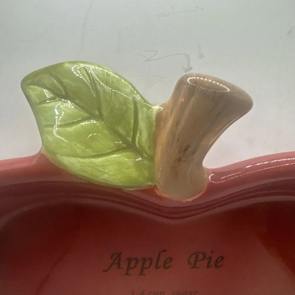 Harvest Red Ceramic Apple Shaped Pie Plate w/ Recipe 11.5